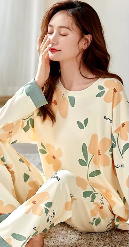 11.11 Sale ORANGE FLOWER PRINTED PJ SUIT FULL SLEEVES