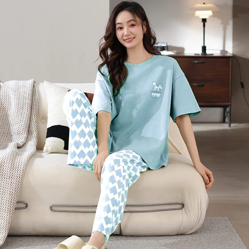11.11 Sale SR-SKYBLUE MOTION PRINTED NIGHT SUIT